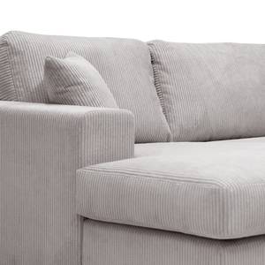 Hoekbank Madras met chaise longue Corduroy Lola: Lichtgrijs - Longchair vooraanzicht links