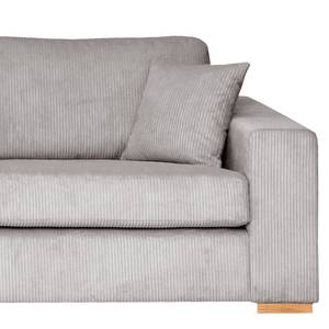 Hoekbank Madras met chaise longue Corduroy Lola: Lichtgrijs - Longchair vooraanzicht links