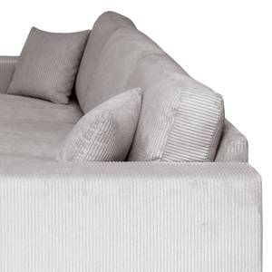 Hoekbank Madras met chaise longue Corduroy Lola: Lichtgrijs - Longchair vooraanzicht links