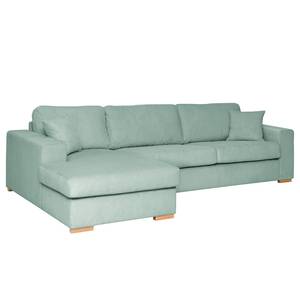 Ecksofa Madras mit Longchair Cordstoff Lola: Babyblau - Longchair davorstehend links