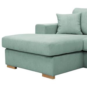 Ecksofa Madras mit Longchair Cordstoff Lola: Babyblau - Longchair davorstehend links