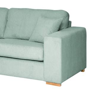 Hoekbank Madras met chaise longue Corduroy Lola: Lichtblauw - Longchair vooraanzicht links