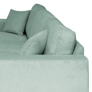 Hoekbank Madras met chaise longue Corduroy Lola: Lichtblauw - Longchair vooraanzicht links