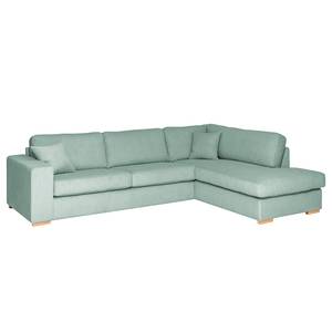 Ecksofa Madras mit Ottomane Cordstoff Lola: Babyblau - Ottomane davorstehend rechts