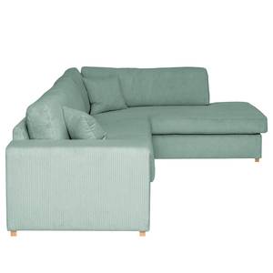 Ecksofa Madras mit Ottomane Cordstoff Lola: Babyblau - Ottomane davorstehend rechts