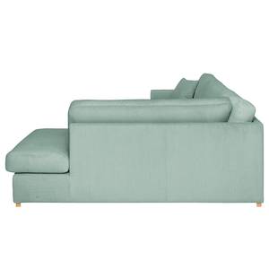 Ecksofa Madras mit Ottomane Cordstoff Lola: Babyblau - Ottomane davorstehend rechts