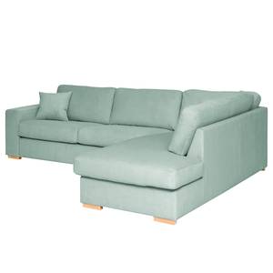 Ecksofa Madras mit Ottomane Cordstoff Lola: Babyblau - Ottomane davorstehend rechts