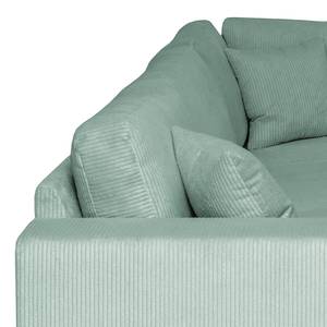 Ecksofa Madras mit Ottomane Cordstoff Lola: Babyblau - Ottomane davorstehend rechts