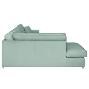 Ecksofa Madras mit Ottomane Cordstoff Lola: Babyblau - Ottomane davorstehend links