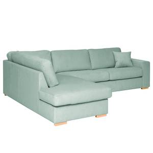 Ecksofa Madras mit Ottomane Cordstoff Lola: Babyblau - Ottomane davorstehend links