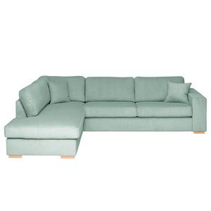 Ecksofa Madras mit Ottomane Cordstoff Lola: Babyblau - Ottomane davorstehend links