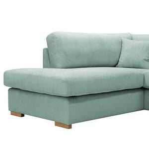 Ecksofa Madras mit Ottomane Cordstoff Lola: Babyblau - Ottomane davorstehend links