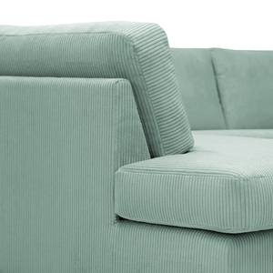 Ecksofa Madras mit Ottomane Cordstoff Lola: Babyblau - Ottomane davorstehend links