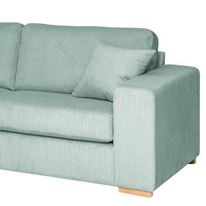 Ecksofa Madras mit Ottomane Cordstoff Lola: Babyblau - Ottomane davorstehend links