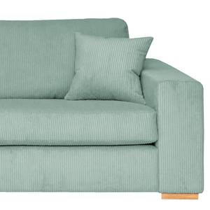 Ecksofa Madras mit Ottomane Cordstoff Lola: Babyblau - Ottomane davorstehend links