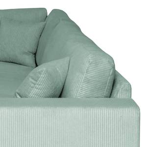 Ecksofa Madras mit Ottomane Cordstoff Lola: Babyblau - Ottomane davorstehend links