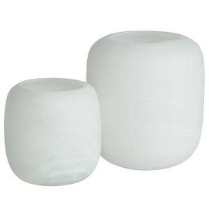 Windlicht WHITE FLURRY glas - Hoogte: 13 cm