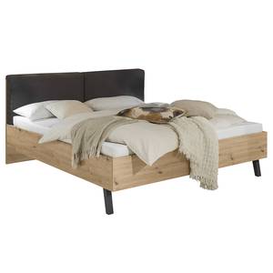 Bedframe Salodai grafietkleurig/Artisan eikenhouten look