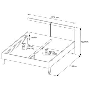 Bedframe Salodai grafietkleurig/Artisan eikenhouten look