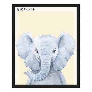 Quadro Elephant Faggio massello / Vetro acrilico - Nero - 43 x 53 cm