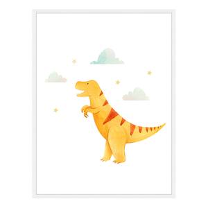 Afbeelding Dinosaurs massief beukenhout/acrylglas - wit - 63 x 83 cm