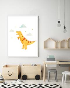 Afbeelding Dinosaurs massief beukenhout/acrylglas - wit - 63 x 83 cm