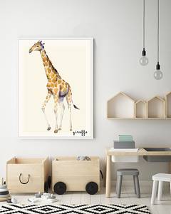 Tableau déco Giraffe Hêtre massif / Plexiglas - Blanc - 63 x 83 cm