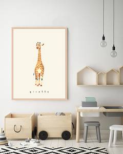 Tableau déco Petit Giraffe Hêtre massif / Plexiglas - Naturel - 63 x 83 cm