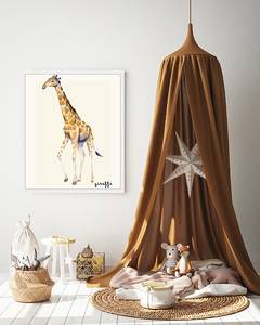 Afbeelding Giraffe massief beukenhout/acrylglas - wit - 53 x 63 cm