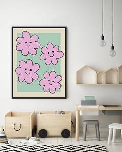 Quadro Flowery Faggio massello / Vetro acrilico - Nero - 63 x 83 cm