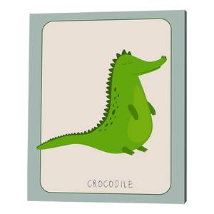 Impression sur toile Crocodile Pin massif / Lin - Vert - 40 x 50 cm