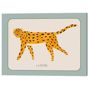 Impression sur toile Leopard Pin massif / Lin - Marron - 60 x 80 cm