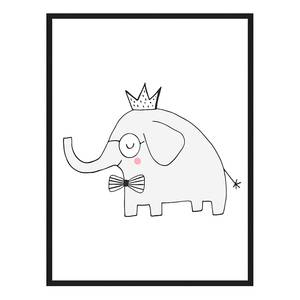 Tableau déco King Elephant Hêtre massif / Plexiglas - Noir - 63 x 83 cm