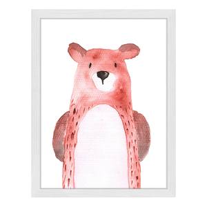 Quadro Bear Faggio massello / Vetro acrilico - Bianco - 33 x 43 cm