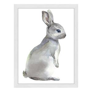 Quadro Watercolor Grey Rabbit Faggio massello / Vetro acrilico - Bianco - 33 x 43 cm