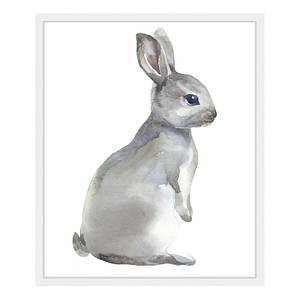 Afbeelding Watercolor Grey Rabbit massief beukenhout/acrylglas - wit - 53 x 63 cm