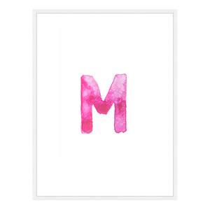 Tableau déco Letter M Hêtre massif / Plexiglas - Blanc - 63 x 83 cm