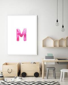 Quadro Letter M Faggio massello / Vetro acrilico - Bianco - 63 x 83 cm