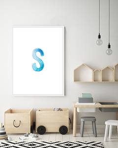 Tableau déco Letter S Hêtre massif / Plexiglas - Blanc - 63 x 83 cm