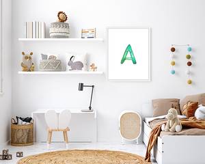 Quadro Letter A Faggio massello / Vetro acrilico - Bianco - 43 x 53 cm