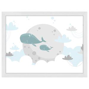 Quadro Whale Ilustration Faggio massello / Vetro acrilico - Bianco - 33 x 43 cm