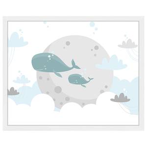 Bild Whale Ilustration Buche Massiv / Acrylglas - Weiß - 43 x 53 cm