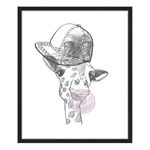 Quadro Cool Giraffe Faggio massello / Vetro acrilico - Nero - 53 x 63 cm