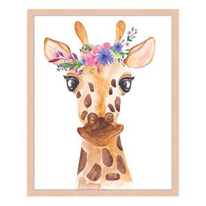 Afbeelding Watercolor Giraffe massief beukenhout/acrylglas - naturel - 43 x 53 cm