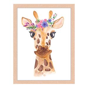 Afbeelding Watercolor Giraffe massief beukenhout/acrylglas - naturel - 33 x 43 cm