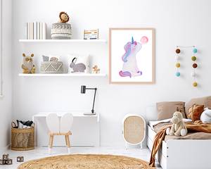 Bild Unicorn Blowing Bubble Gum Buche Massiv / Acrylglas - Naturell - 43 x 53 cm