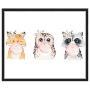 Quadro Funny Pet Friends Faggio massello / Vetro acrilico - Nero - 53 x 63 cm