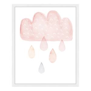 Quadro Sweet Rain Faggio massello / Vetro acrilico - Bianco - 43 x 53 cm