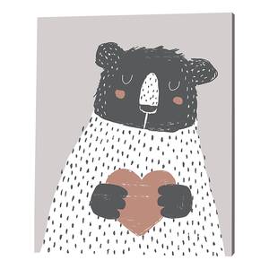 Impression sur toile Big Bear Pin massif / Lin - Gris - 40 x 50 cm