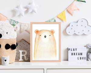 Quadro Cute Bear Faggio massello / Vetro acrilico - Naturale - 33 x 43 cm